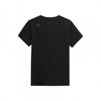 Tricou negru bumbac cu imprimeu pe piept 4F barbati