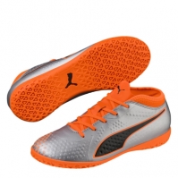 Adidasi fotbal de sala Puma ONE 4 pentru copii argintiu portocaliu