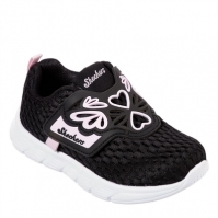 Adidasi sport Skechers Comfy Flex pentru fete pentru Bebelusi negru roz