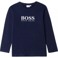 Bluza maneca lunga Boss Logo pentru baieti bleumarin