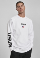 Bluza sport cu maneca lunga NASA alb Mister Tee