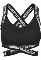 Bustiera logo cu bretele in X pentru Femei negru Urban Classics