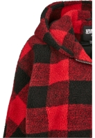 Jacheta pufoasa Sherpa cu gluga supradimensionat Check pentru Femei rosu foc Urban Classics negru
