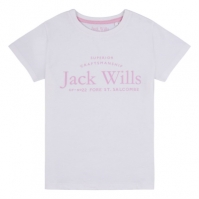 Tricou Jack Wills Forstal Logo Script pentru fete pentru Copii bright alb