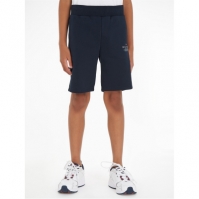 Pantaloni sport scurti Tommy Hilfiger Logo pentru copii bej albastru dw5