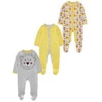 Salopeta pijama Set de 3 Crafted Essentials alb Unisex pentru Bebelusi galben lion