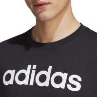 Tricou logo Linear Embroidered adidas Essentials Single Jersey pentru Barbati negru