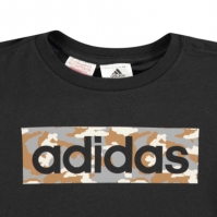 Tricou cu imprimeu adidas pentru copii negru kaki gri