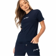 Tricou Hype Scribble Logo pentru femei bleumarin