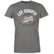 Tricou Lee Cooper Logo Vintage pentru Barbati gri carbune marl