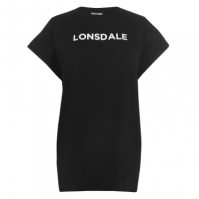 Tricou Lonsdale Long Line pentru Femei negru alb