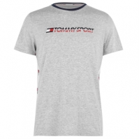 Tricou Tommy Sport Logo Tape gri mov