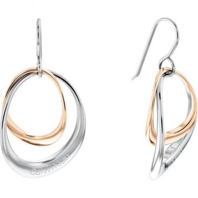 Cercei Calvin Klein Calvin Klein polished two tone stainless steel and rose gold ring pentru Femei argintiu auriu