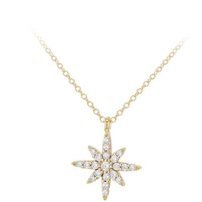 Colier Be You 9ct Gold North Star CZ galben auriu