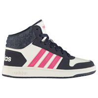 Adidasi sport adidas Hoops Mid Top pentru Copii alb roz bleumarin