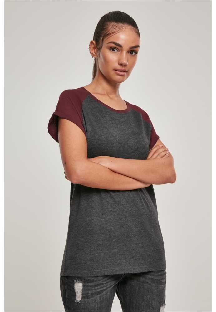 Bluza contrast pentru Femei gri carbune Urban Classics visiniu