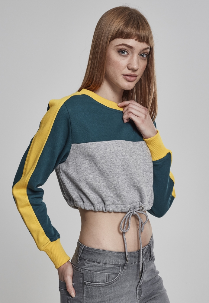 Bluza cu dungi Cropped trei culori pentru Femei gri verde Urban Classics galben