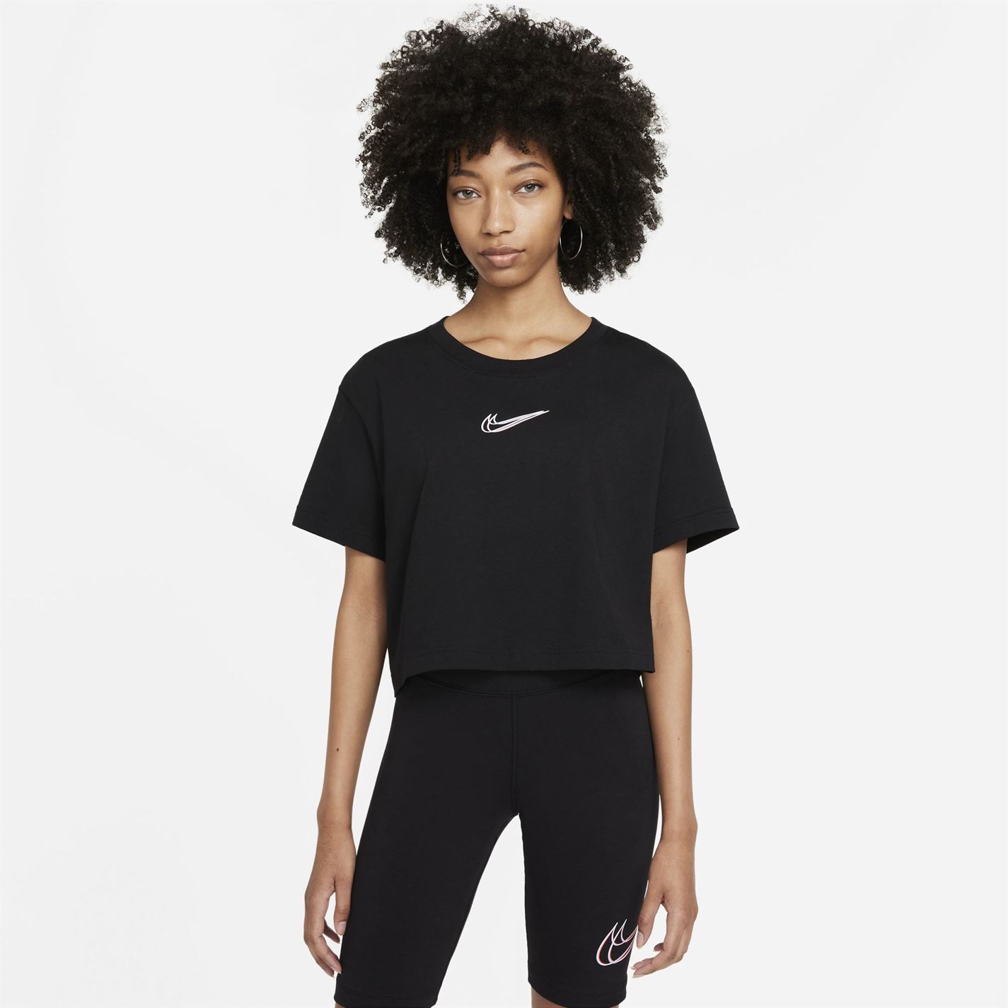 Top scurt Nike Print negru