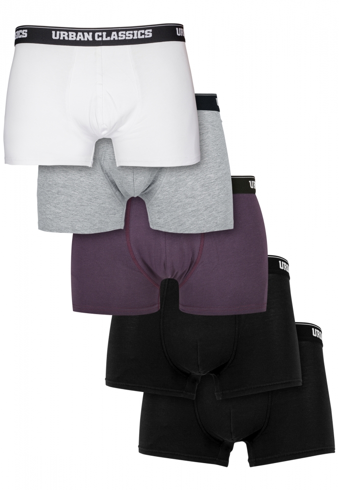 Boxeri Organic 5-. purplenight+grey+wht+blk+blk Urban Classics mov gri alb negru