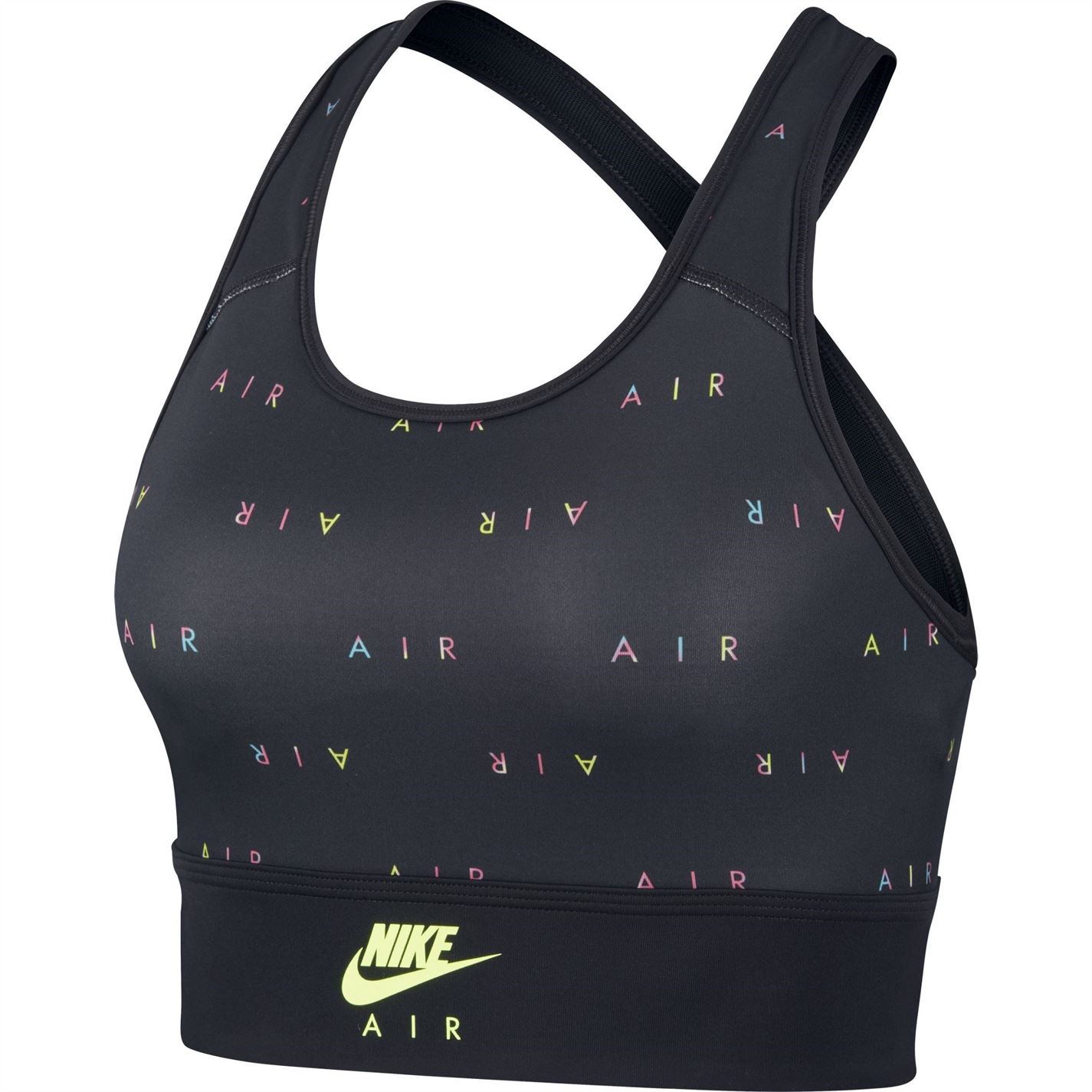Bustiera sport Nike Air Swoosh Medium-Support pentru Femei negru galben