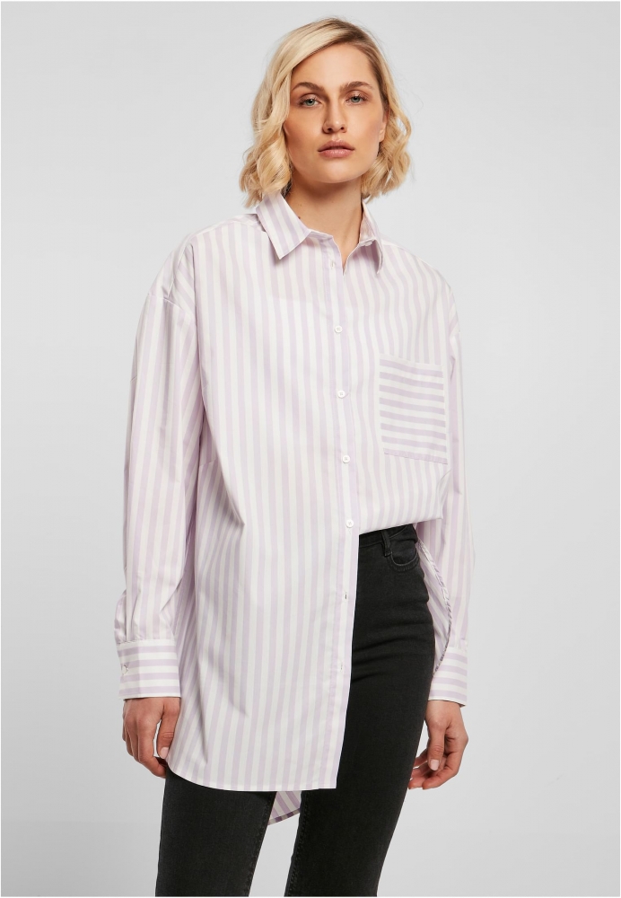 Camasi cu dungi supradimensionat pentru Femei alb lila Urban Classics