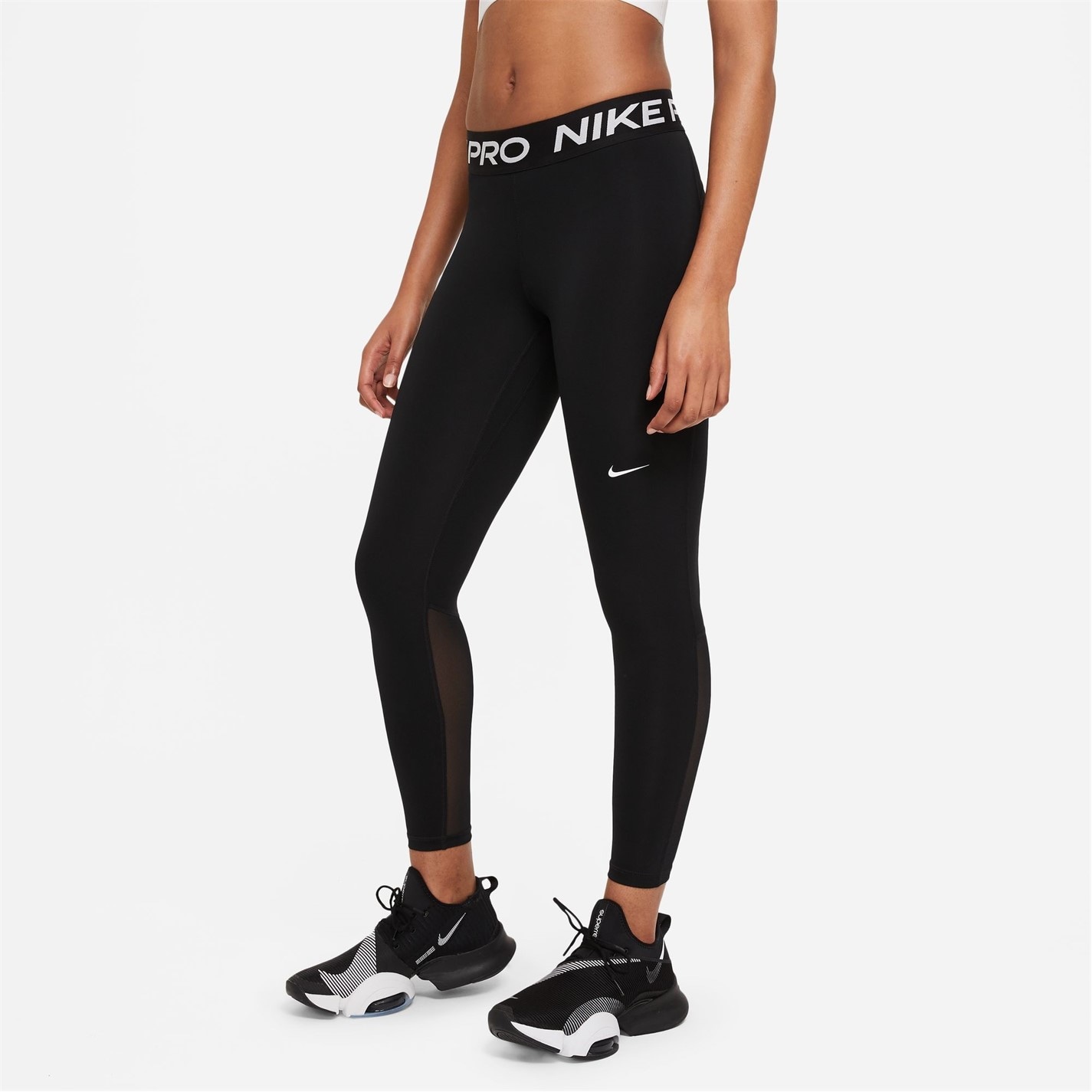 Colanti Nike Pro Mid-Rise plasa-Panelled pentru femei negru