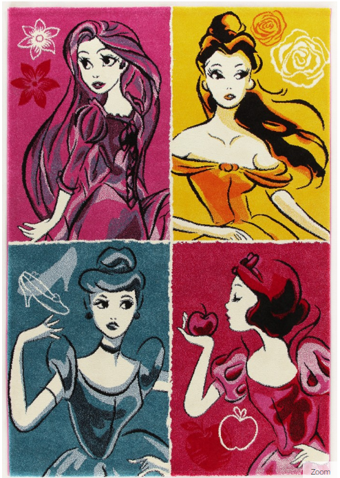 Covor Camera Copii Premium, Disney Princess , 133x190 Cm, Antiderapant