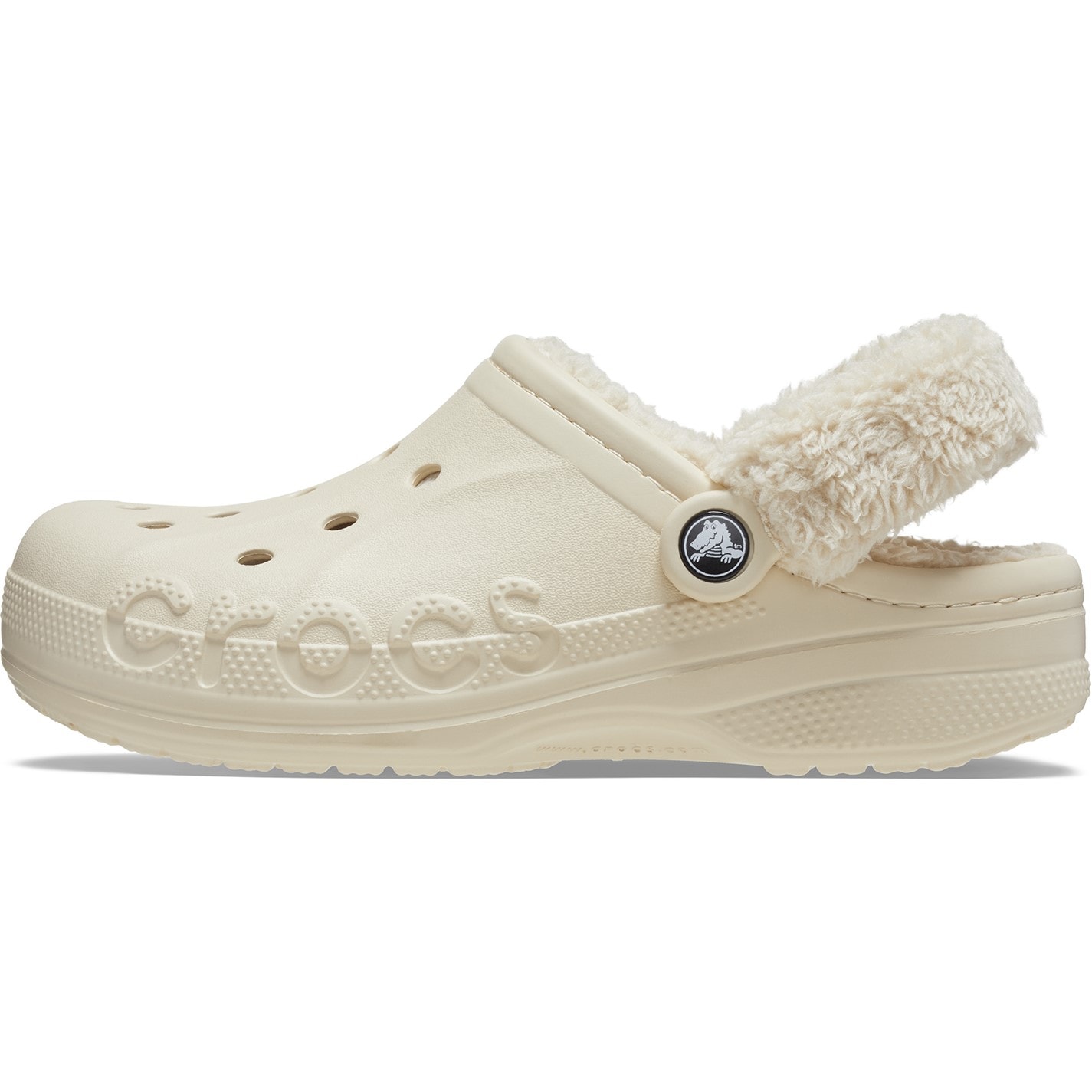 Papuci cauciuc Crocs Baya cu captuseala Fuzz-strap pentru femei winter alb
