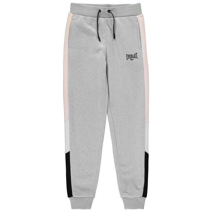 Pantaloni jogging Everlast Contrasting Panel pentru fetite gri marl roz