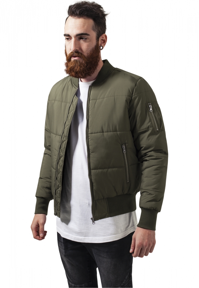 Geaca bomber casual cu fermoar oliv Urban Classics