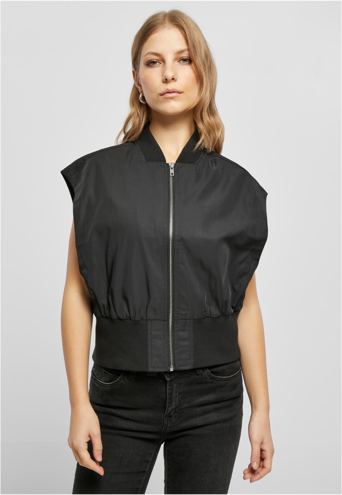 Geaca model bomber scurta Recycled Vest pentru Femei negru Urban Classics