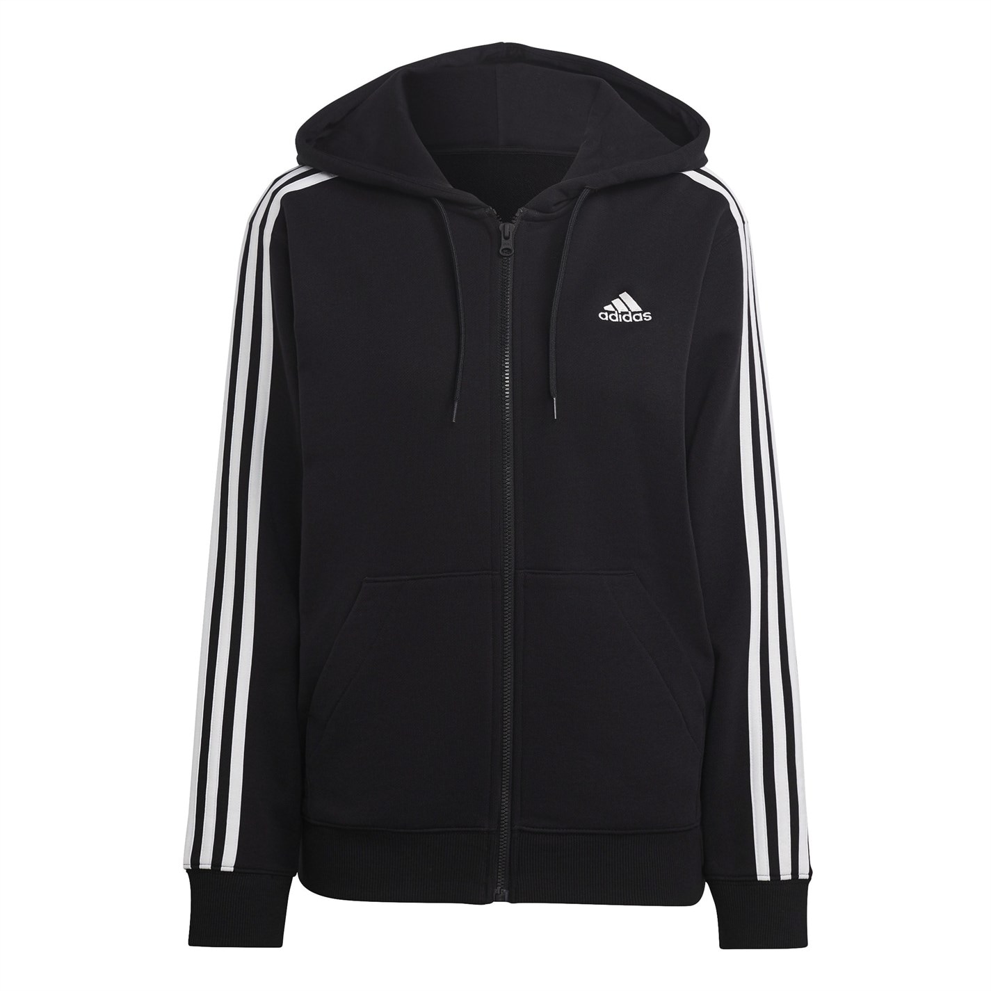 Hanorac adidas 3 cu dungi cu fermoar Track pentru Femei negru alb