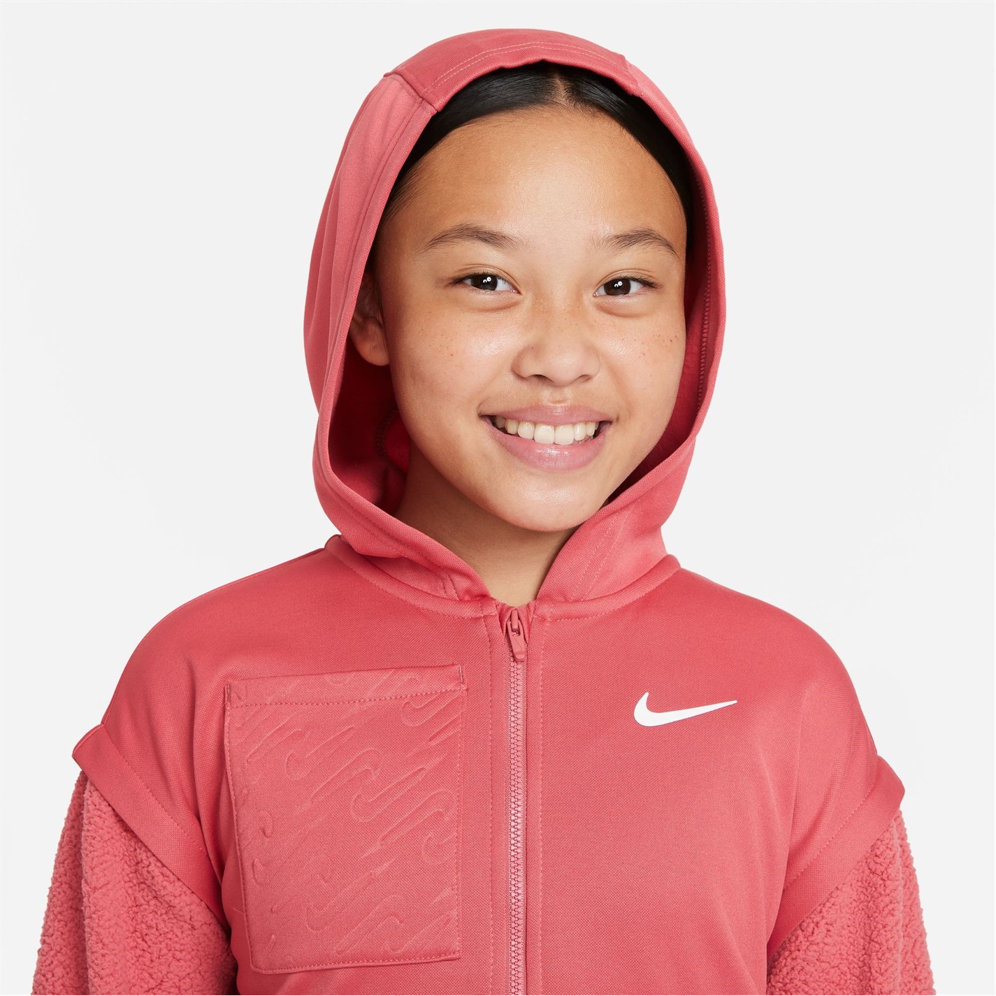 Hanorac Nike Big Full-cu fermoar pentru fetite pentru Copii archaeo roz