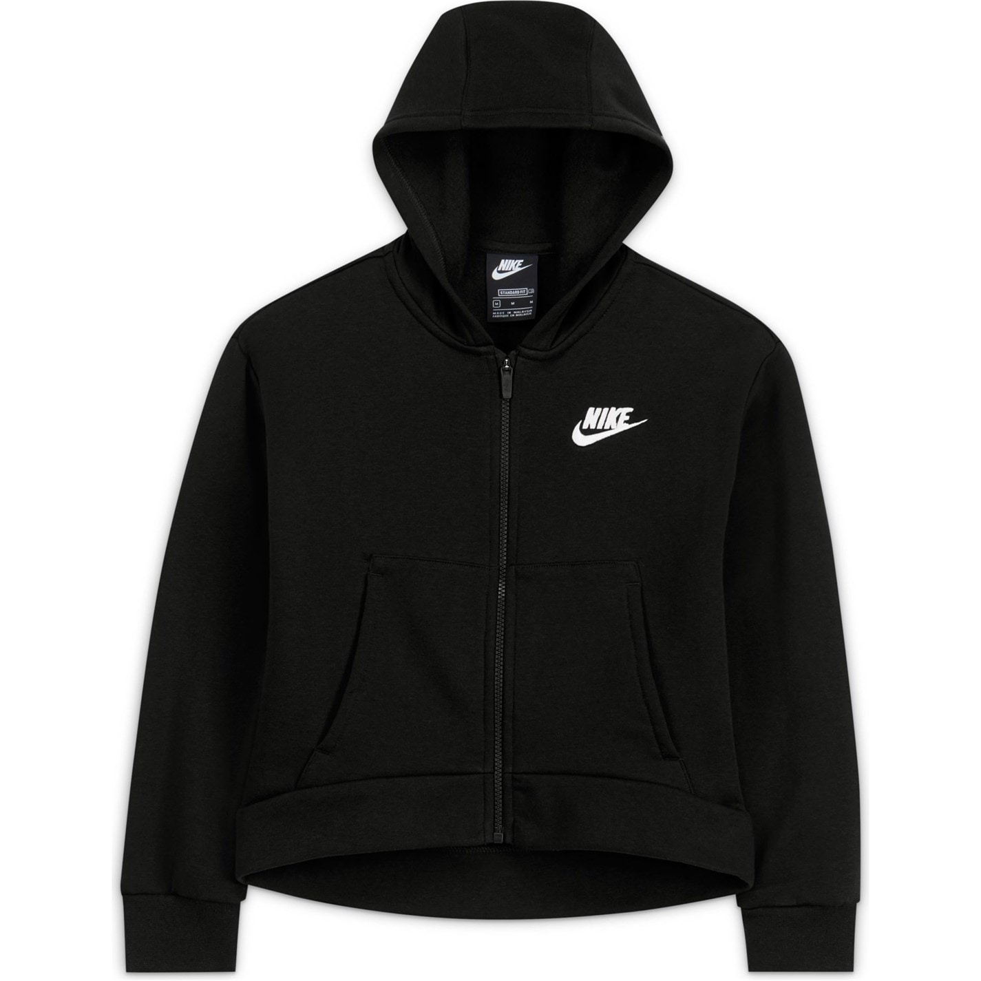 Hanorac Nike Sportswear Full-cu fermoar pentru fetite negru alb