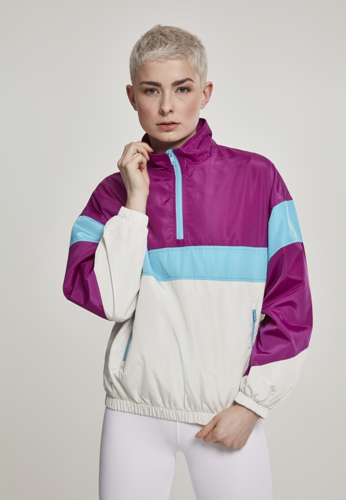 Jacheta Pulover trei culori guler inalt pentru Femei violet alb Urban Classics albastru aqua