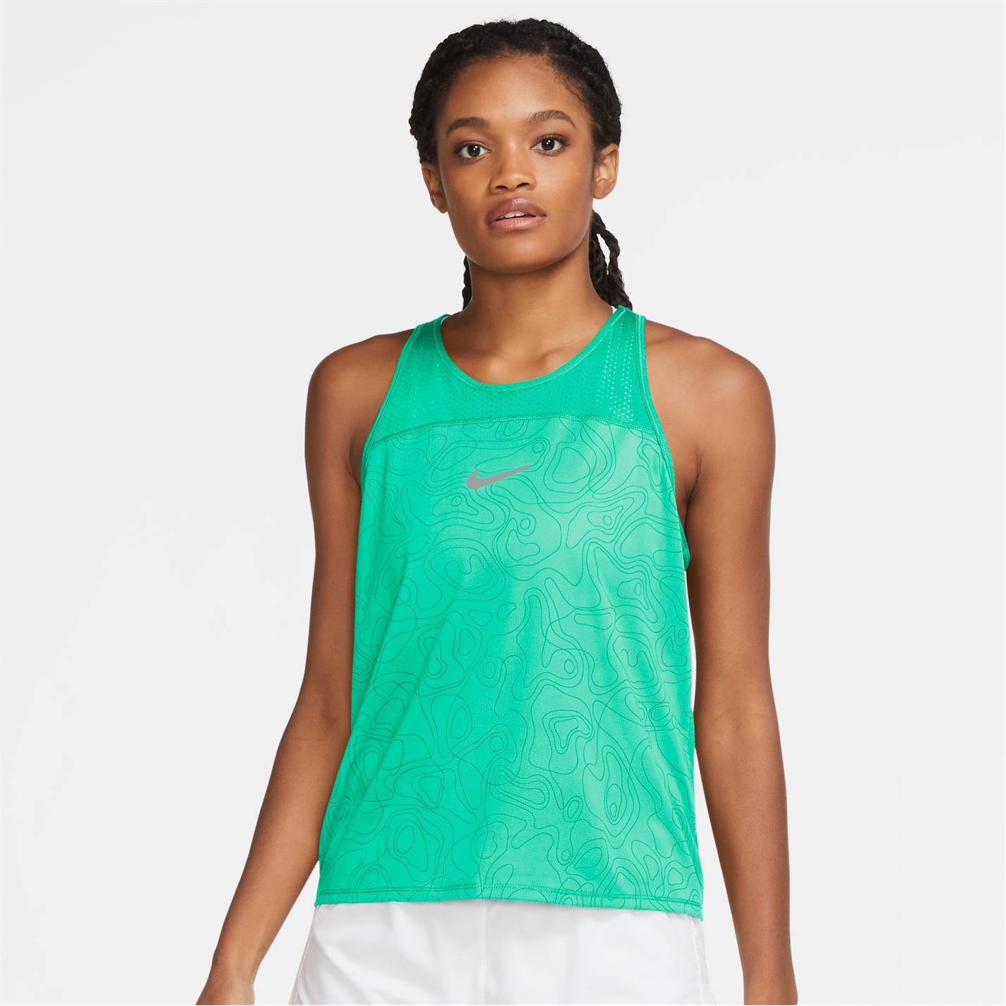 Maiou Nike Miler Run Division Printed alergare pentru femei verde glow refl