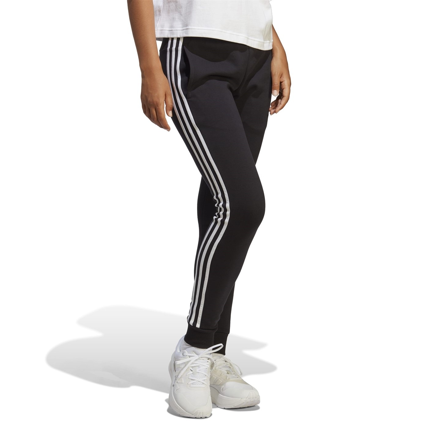 Pantaloni adidas 3-Stripes Slim pentru femei negru alb