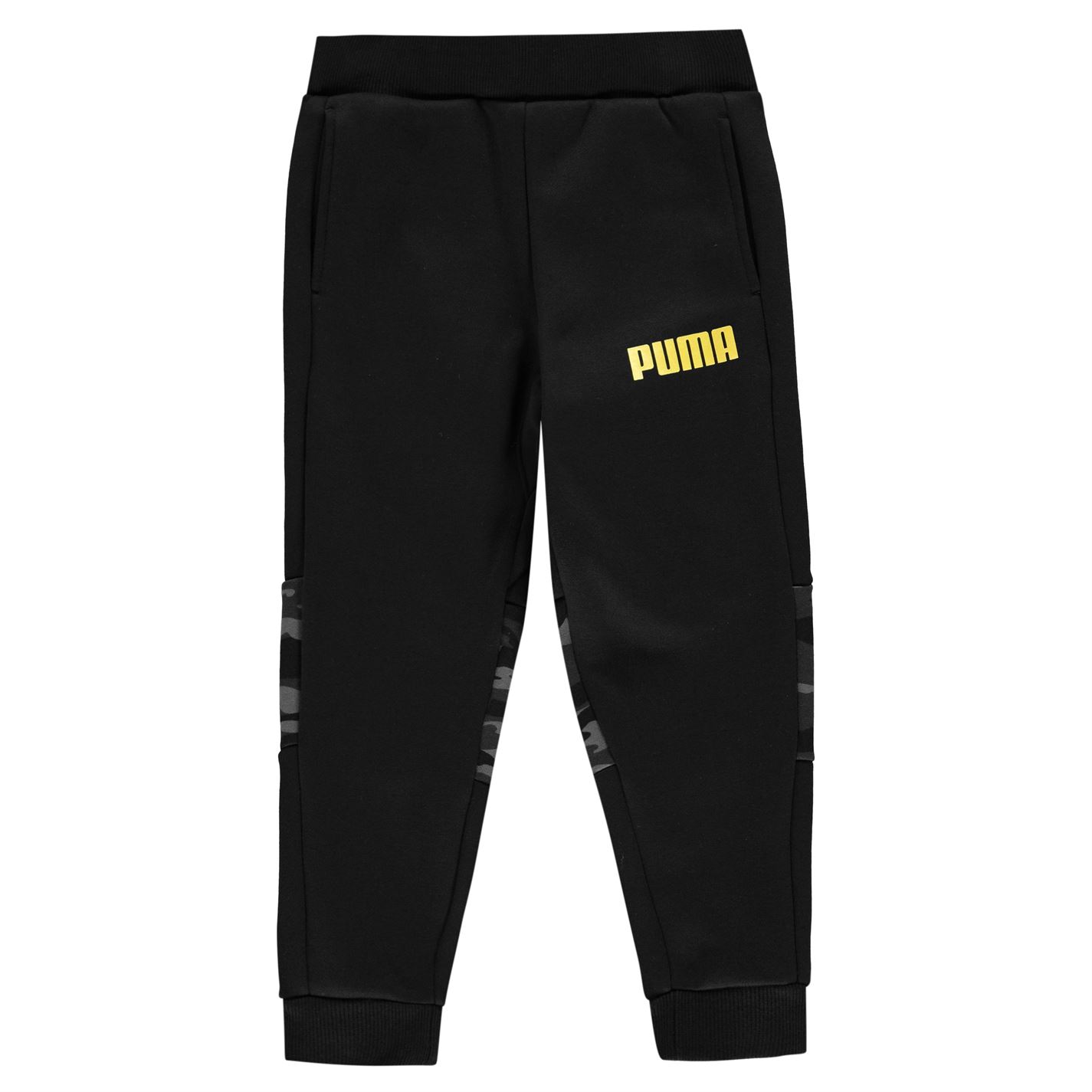 Pantaloni caldurosi Puma Camo pentru copii negru auriu