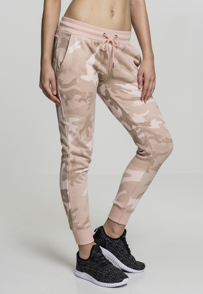 Pantaloni Camo Terry pentru Femei roz camuflaj Urban Classics