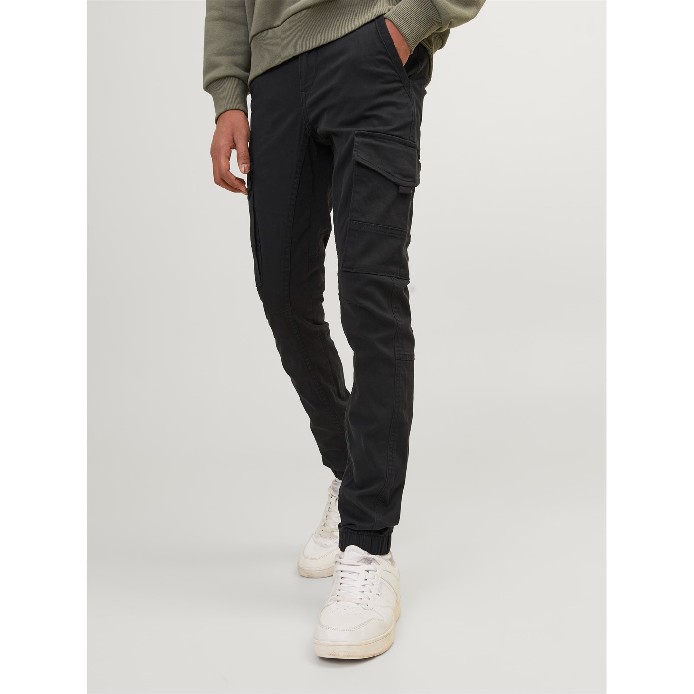 Pantaloni Cargo Jack and Jones Paul Flake Slim Stretch cu mansete pentru copii negru