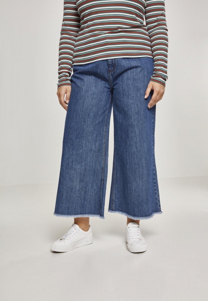 Pantaloni Culottes Denim pentru Femei albastru albastru Urban Classics