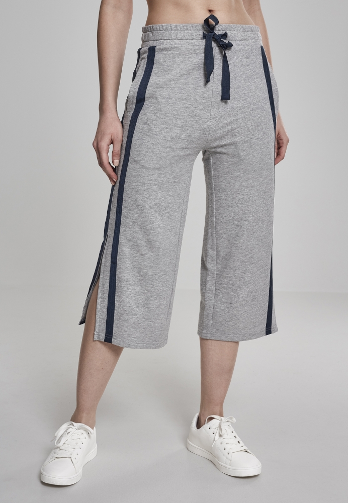 Pantaloni Culottes Taped Terry pentru Femei gri bleumarin Urban Classics