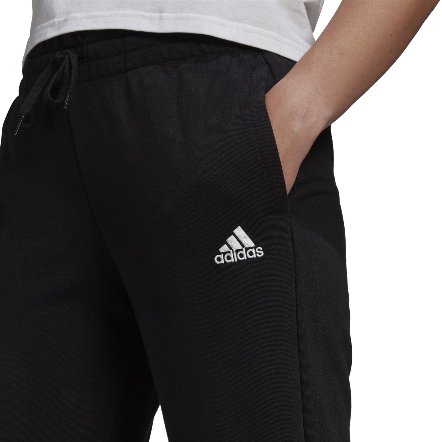 Pantaloni jogging adidas Linear Slim Fit bumbac pentru femei negru alb