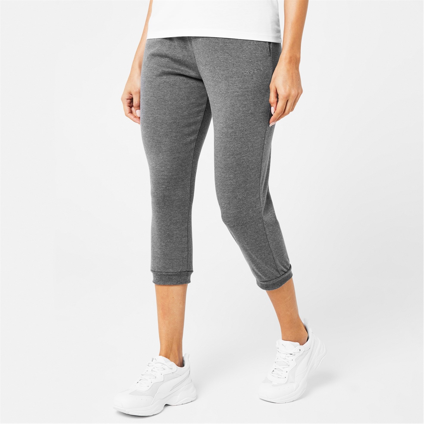 Pantaloni jogging LA Gear trei sferturi Interlock pentru Femei gri carbune