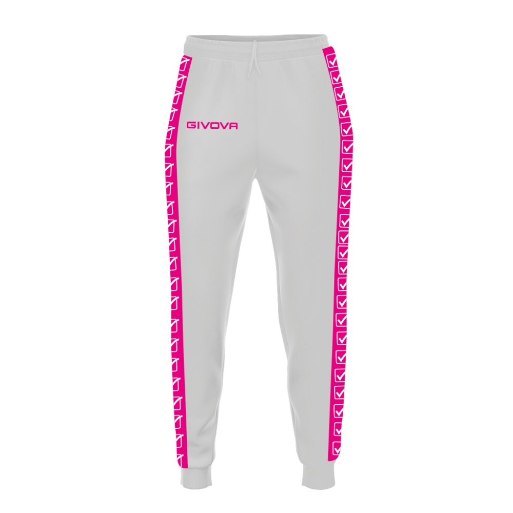 Pantaloni sport Tricot Band Givova roz fucsia alb