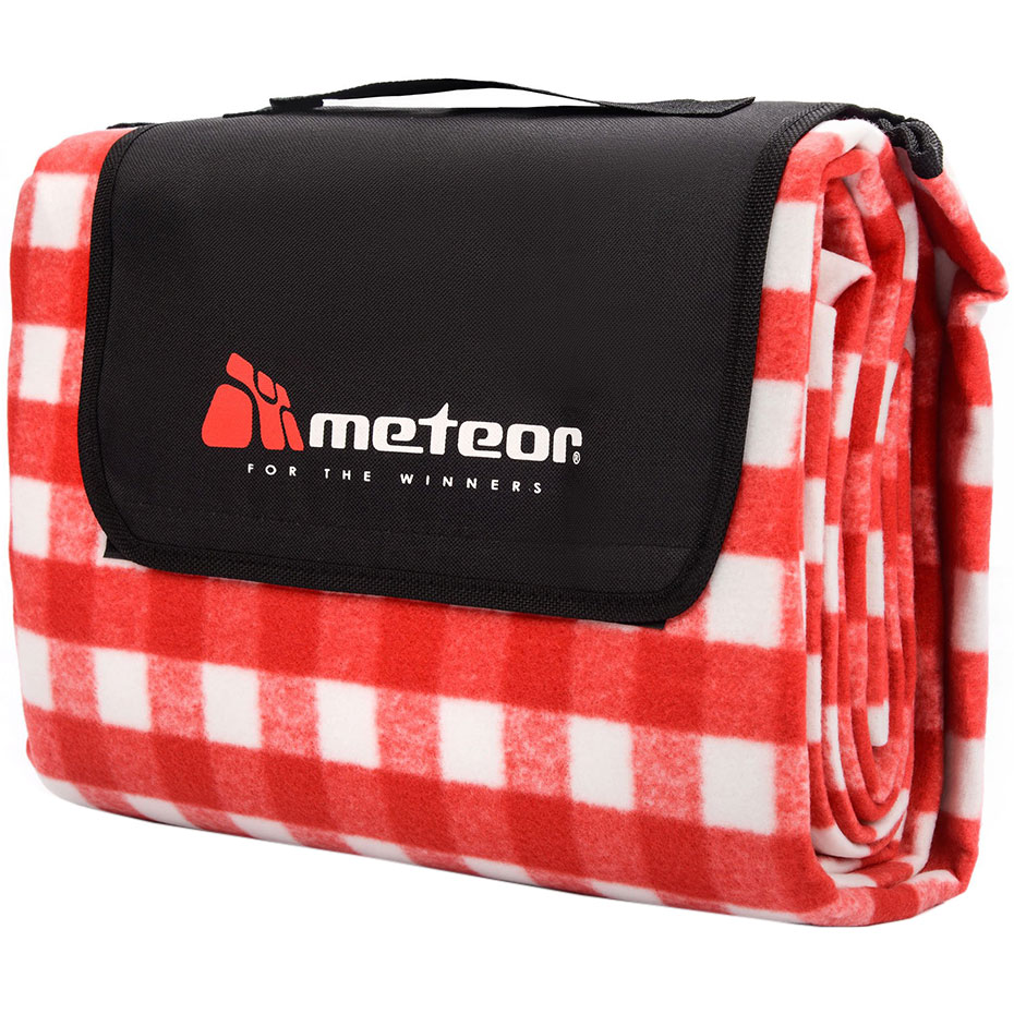 Patura pentru picnic Meteor Blanket 200x200cm XXL alb And rosu Check 77126