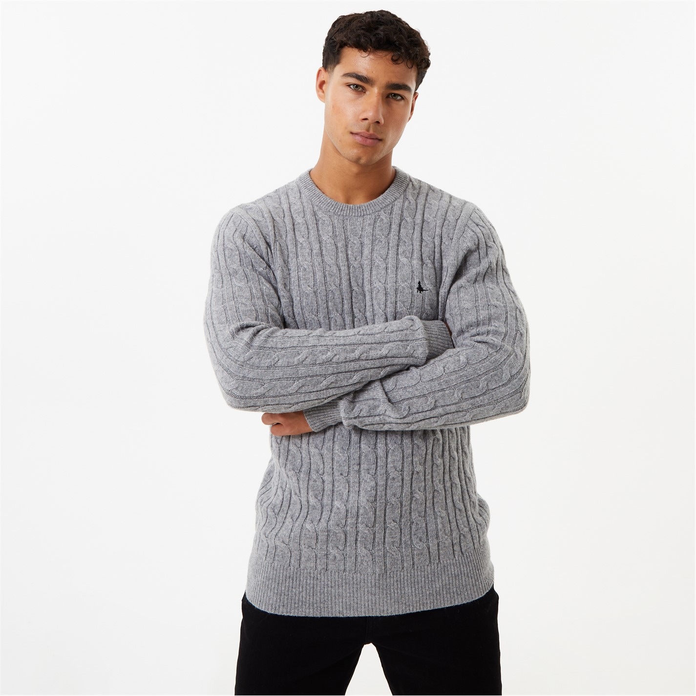 Pulovere tricotate Jack Wills Marlow Merino Wool Blend Cable gri