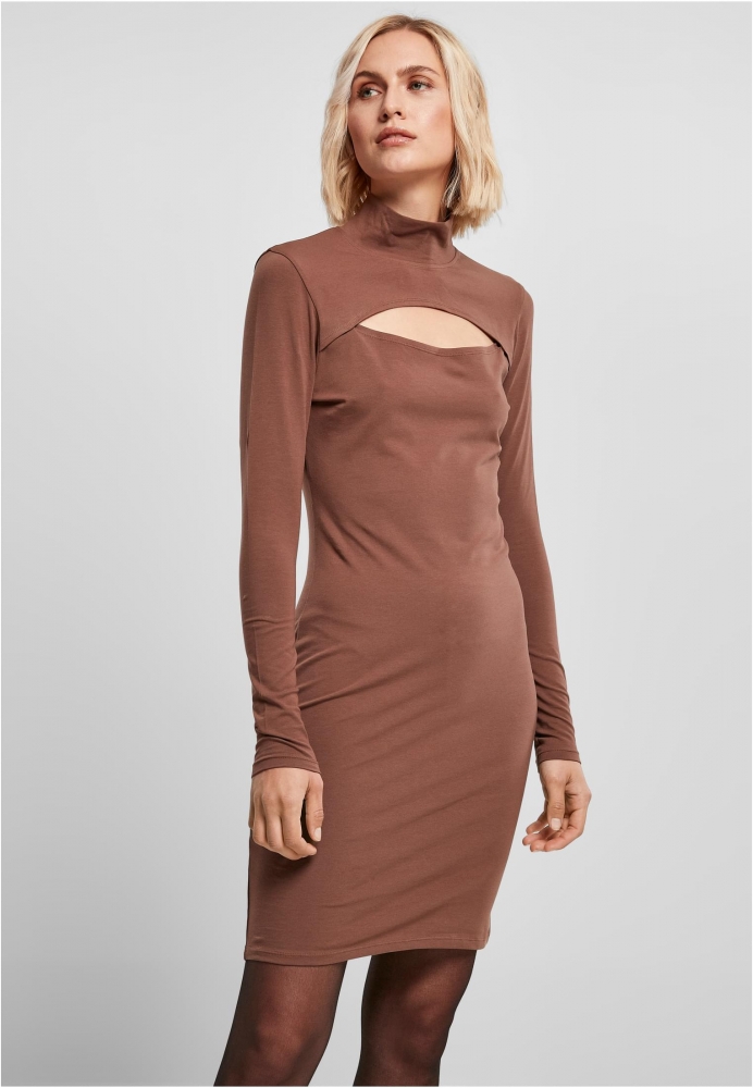 Rochie helanca Stretch Jersey decupaje pentru Femei maro Urban Classics