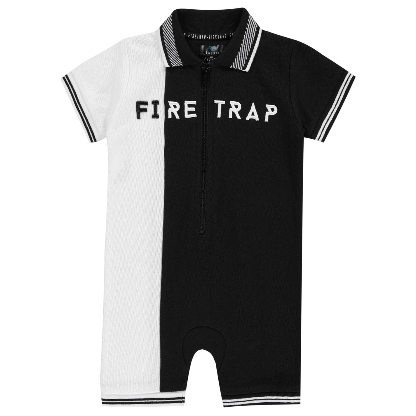 Salopeta Firetrap Pique pentru baieti pentru Bebelusi negru alb