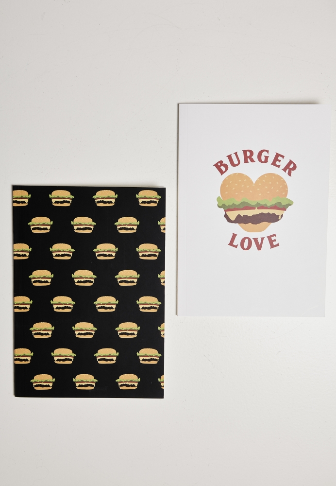 Set de 2 Burger Love Exercise Book alb multicolor Mister Tee